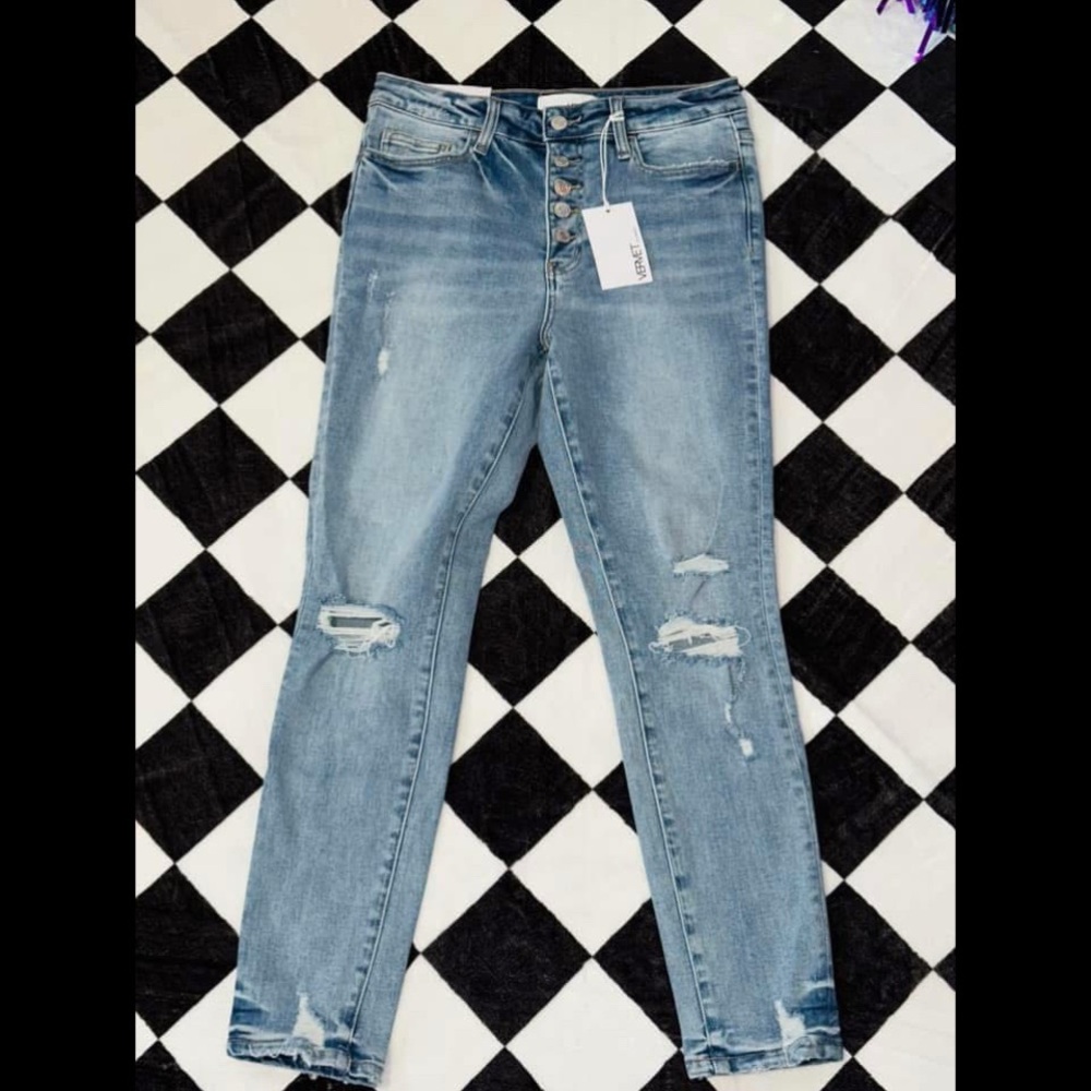 Vervet  Distressed Blue Jeans